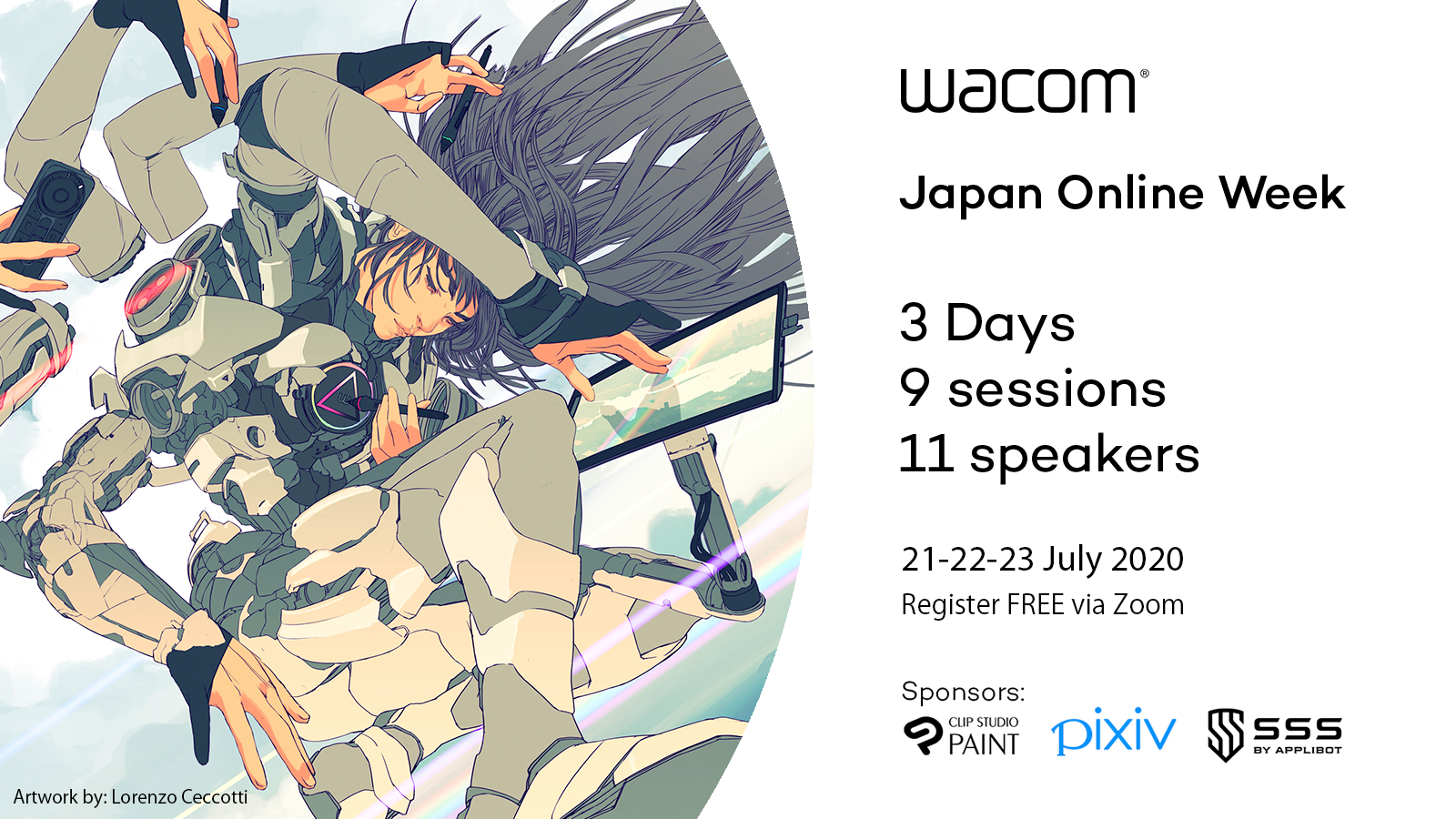 Webinar event “Japan Online Week”: Digital art industry leaders and creative professionals present workshops and live drawings